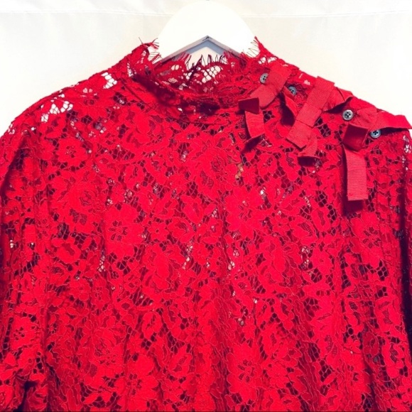 NWT J. Crew Mockneck Top in Red Floral Lace - Picture 7 of 11
